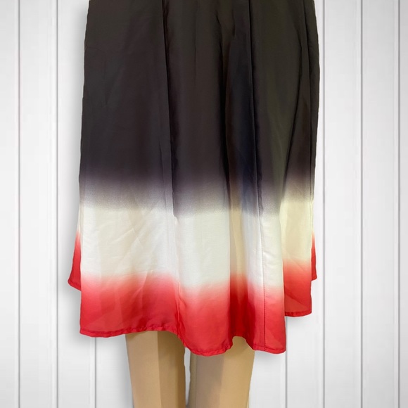 TARGET Midi Dress Size 14 High Waisted Ombré Hem pattern Plunge V Neckline - Picture 2 of 7